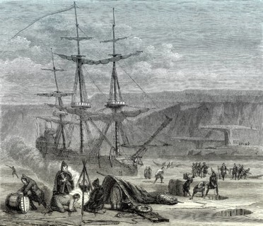 The Pélican, French warship, ran aground on the shores of Hudson Bay in January 1697