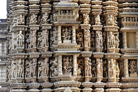 Erotic sculptures, Khajuraho, UNESCO World Heritage Site, Madhya Pradesh, India, Asia, Large