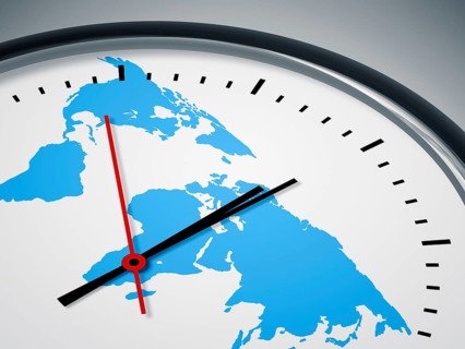 An image of a nice clock with world map
