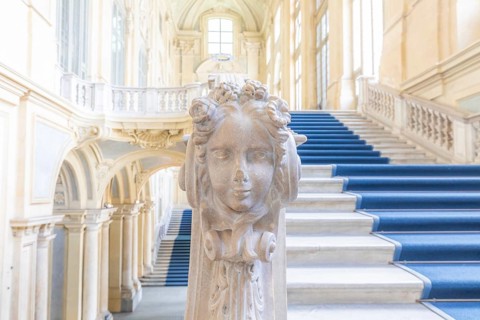 TURIN, ITALY, CIRCA JUNE 2021: The most beautiful Baroque staircase of Europe located in Madama