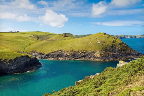 Cove near Port Quin with deep blue sea, Cornwall, UK