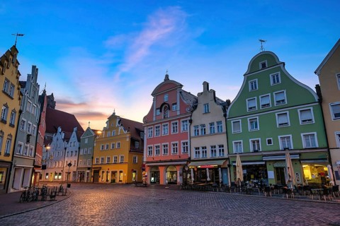 Landshut Germany, sunrise city skyline at Old Town Altstadt street