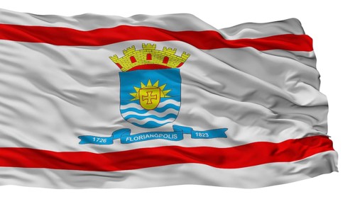 Florianopolis City Flag, Country Brasil, Isolated On White Background