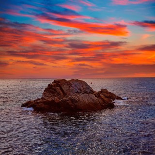 Lloret de Mar beach sunrise in costa Brava of Catalonia spain