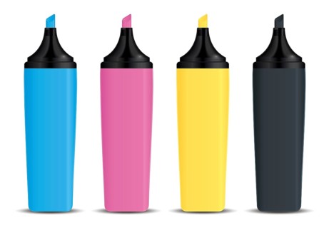 An image of four nice CMYK marker