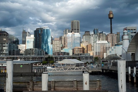 23.09.2019, Sydney, New South Wales, Australia, View from the shore at Darling Harbour to the