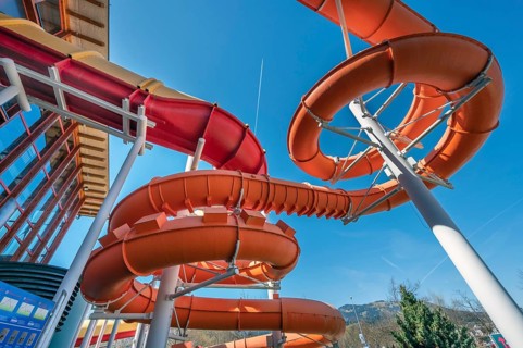Giant slide at Indor Spielparadies Wonnemar, Sonthofen, Allgäu, Swabia, Bavaria Germany