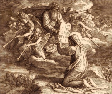 Law given to Moses at Sinai, the ten Commandments, Old Testament, by Julius Schnorr von Carolsfeld,