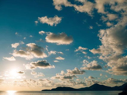 Sunset over the sea. Sunset over the Adriatic Sea. Sun to sit down in the water