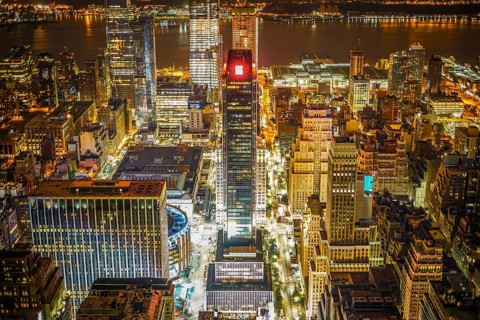 New York night view visible from the Empire State Building. Shooting Location: New York, Manhattan