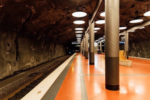 Stockholm, Sweden, August 7, 2019: Train station of Arlanda Express in the airport, Europe