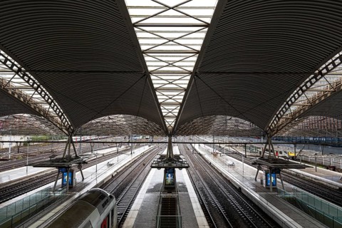 Leuven, Flemish Brabant Region, Belgium 10 31 2021: High angle view over the ceiling, platform and
