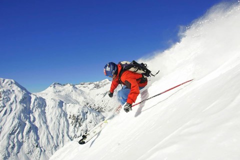 Skiers in action, Austria, Europe