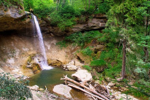 The waterfall near Scheidegg in Allgäu, Germany, Europe, Scheidegg, Germany, Europe