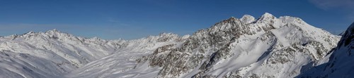 Ötztal Alps with Vernagt and Wildspitze, view from Grawandjoch, Schnalstal Valley, South Tyrol,