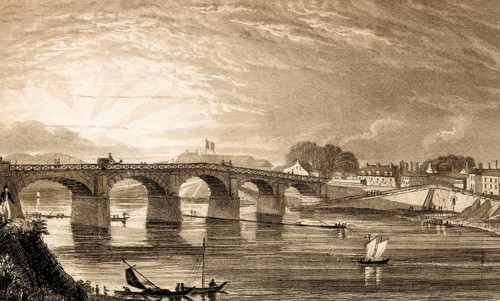 Le pont de Choisy, Choisy-le-Roi, France, antique steel engraved print, 1831, Europe