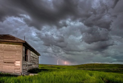 Sunset and durum wheat crop storm clouds