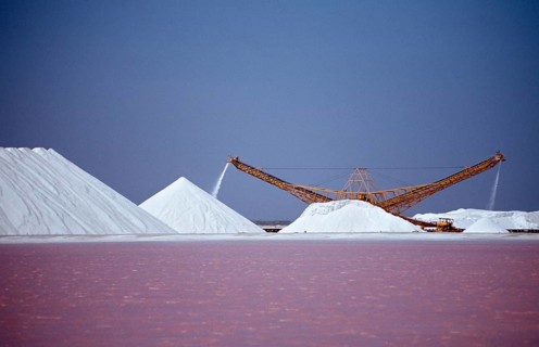 Akzo Nobel salt crystallisation plant, Netherlands Antilles, Bonaire, Caribbean, Caribbean Sea