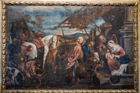 Adoration of the Magi, oil on canvas, 17th century, polychrome wood carving, Church of San