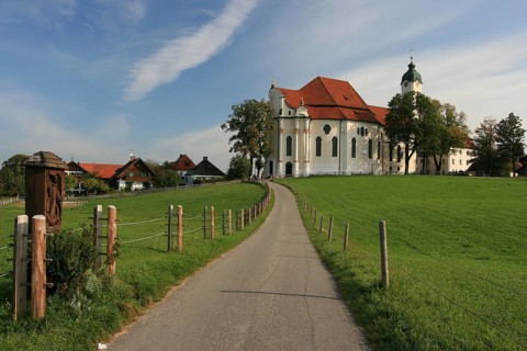 Wieskirche or Pilgrimage Church of the Scourged Saviour on the Wies, Steingaden, in Rococo style,