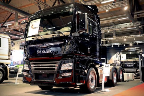 JYVASKYLA, FINLAND, MAY 18, 2017: New MAN TGX 28.500 6X2-2 BLS truck with a new design of the
