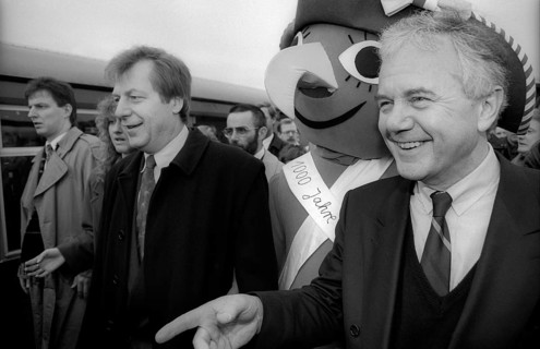 Germany, Potsdam, 01.04.1992, Reopening of the S-Bahn line Berlin Potsdam, Manfred Stolpe, Prime