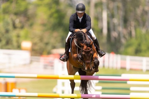 Will Simpson of the United States and riding Imar, compete in the 1.60m Grand Prix during The