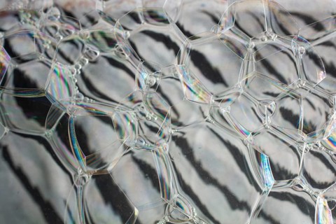 Oil bubbles inside water base form patterns