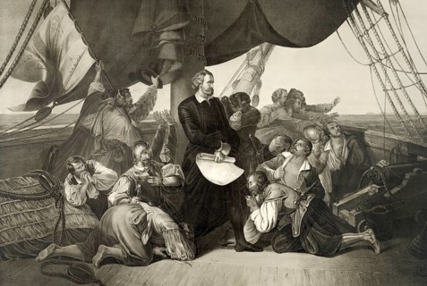 The first sight of the new world, Christopher Columbus landing at San Salvador Island on 12 October