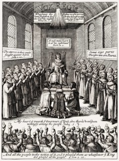 Sitting on the throne in parliament, James VI and I, James Charles Stuart, 1566 – 1625, King of