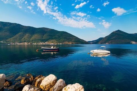 Yachts and boats in the Adriatic Sea, in Montenegro