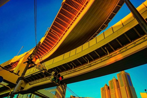Expressway bridge (traffic image). Shooting Location: Shinjuku-ku, Tokyo