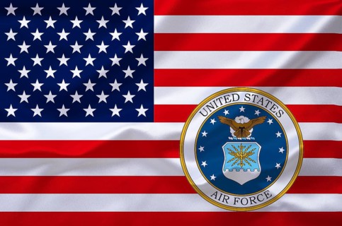 The flag of the USA with the coat of arms of the Air Force, Studio