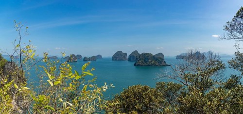 A picture of the Lao Lading Island group as seen from the Hong Island Viewpoint