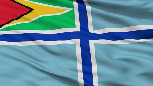 Civil Air Ensign Of Guyana Flag, Closeup View