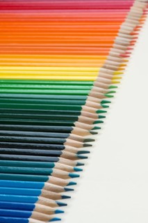 Abstract composition of a set wooden colour pencils