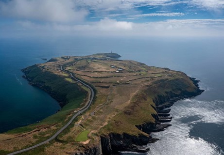 An aerial view of the Old Head of Kinsale in County Cork of western Ireland