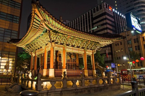 Central seoul in south korea at night
