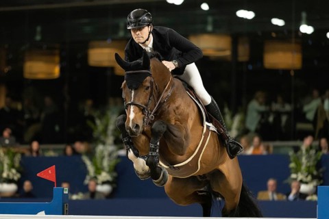 Dominik Juffinger of Austria competes in 1.60m FEI Jumping World Cup at Jumping Amsterdam in