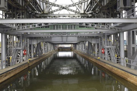 Niederfinow boat lift in Brandenburg. The Niederfinow Boat Lift in Germany. Oder-Havel Canal near