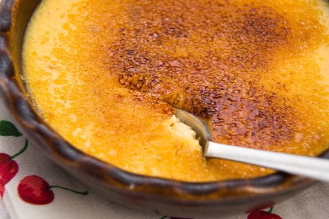 French dessert - cream brulee, burnt cream, lodz, poland