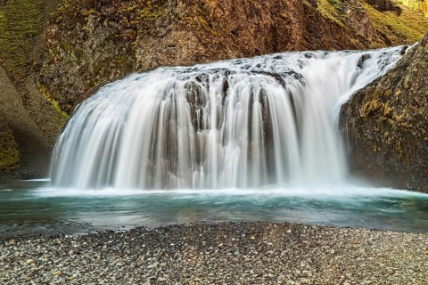 Stjornarfoss waterfall near Kirkjubaejarklaustur summer time, Iceland, Europe