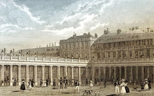 The Palais-Royal, Paris, antique steel engraved print, 1831