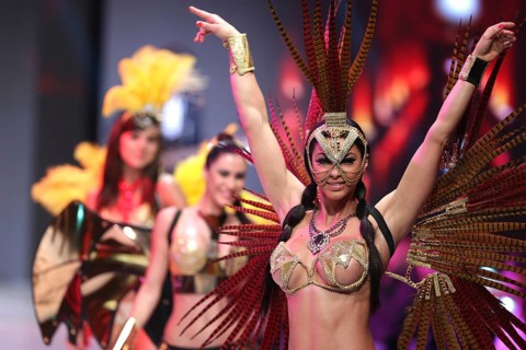 Sofia, Bulgaria - March 23, 2016: Sexy female performers are dancing at the runway at Sofia Fashion