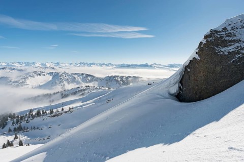 Fantastic snowshoe tour on the Hochgrat at the Nagelfluhkette in Allgau, Bavaria
