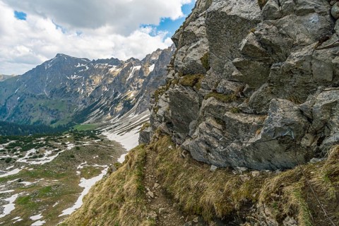 Entschenkopf crossing with a fantastic panoramic view of the Upper and Lower Gaisalpsee and the
