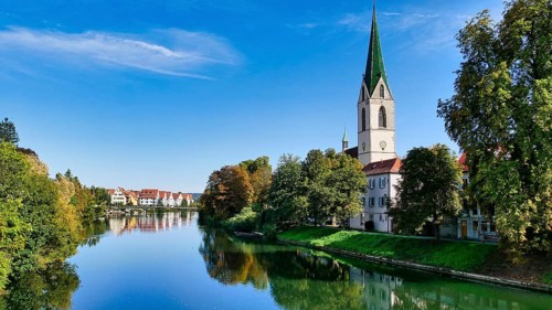View of the church in Rottenburg am Neckar