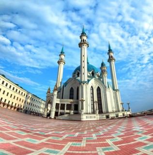 Kul sharif mosque in kazan russia, fisheye