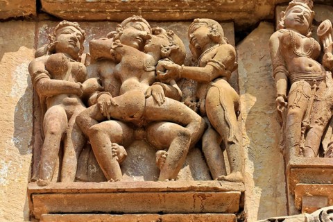 Khajuraho, UNESCO World Heritage Site, Madhya Pradesh, India, Asia, Erotic scenes carved in stone,