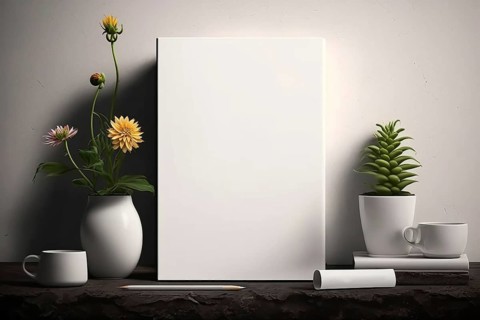 Home interior poster mock up with vertical frame, wall mockup interior. Wall art. 3d rendering, 3d